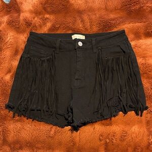 Altar'd State Black Fringe Jean Shorts